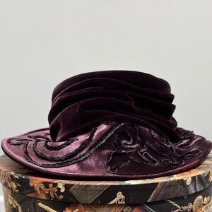 Eric Javits Velvet Hat in Rich Burgundy